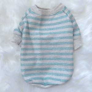 Studio Eloise Mint and Gray Striped Tee